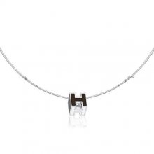 Hermes Cage d'H Necklace Black in Lacquer With Gold